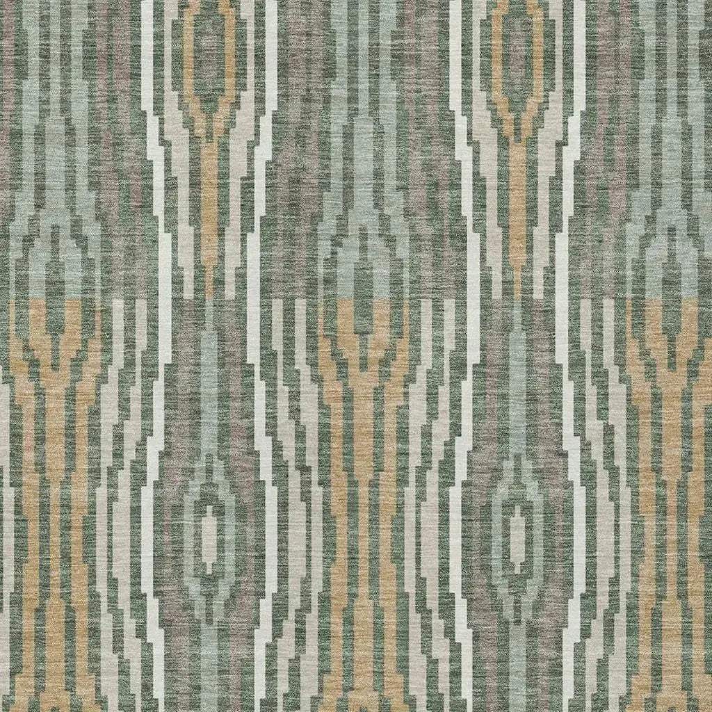 9' X 12' Green And Ivory Abstract Washable Indoor Outdoor Area Rug Homeroots Outdoor