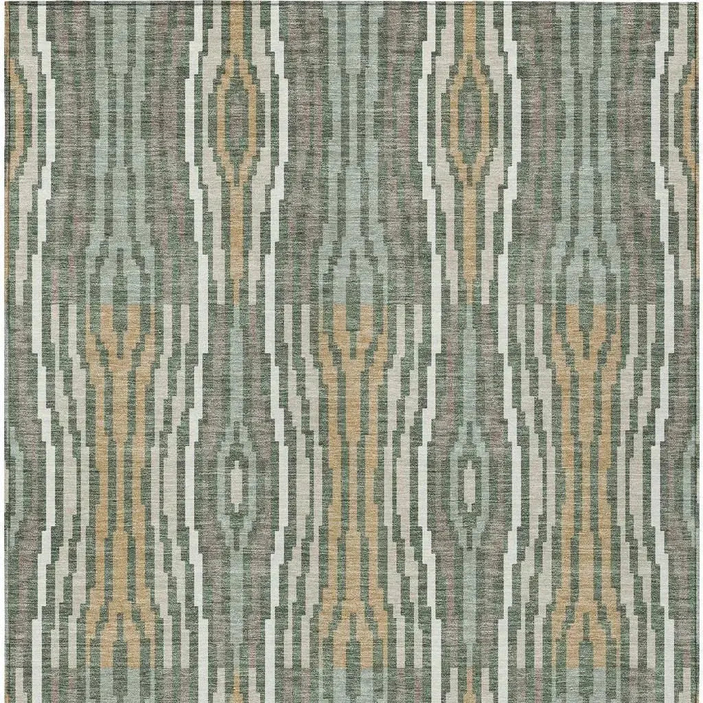 9' X 12' Green And Ivory Abstract Washable Indoor Outdoor Area Rug Homeroots Outdoor