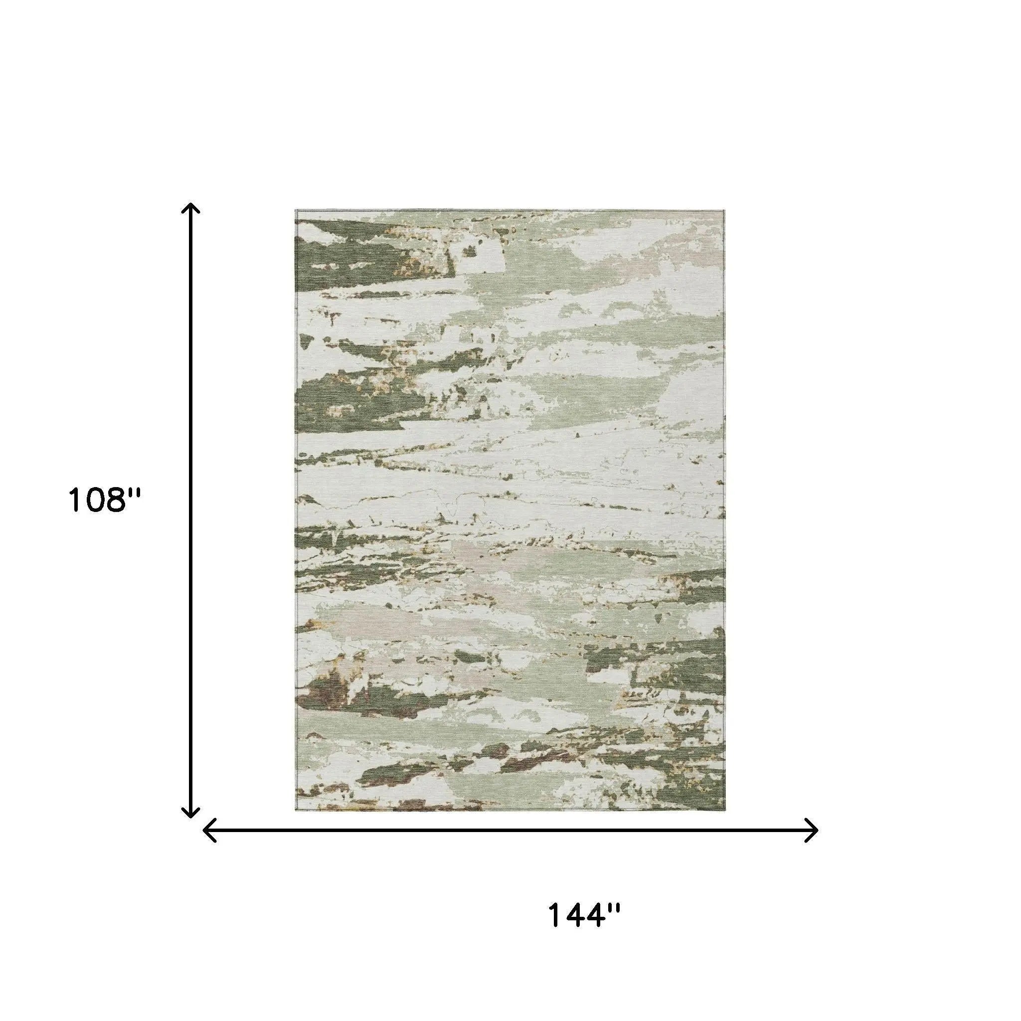 9' X 12' Green And Ivory Abstract Washable Indoor Outdoor Area Rug Homeroots Outdoor