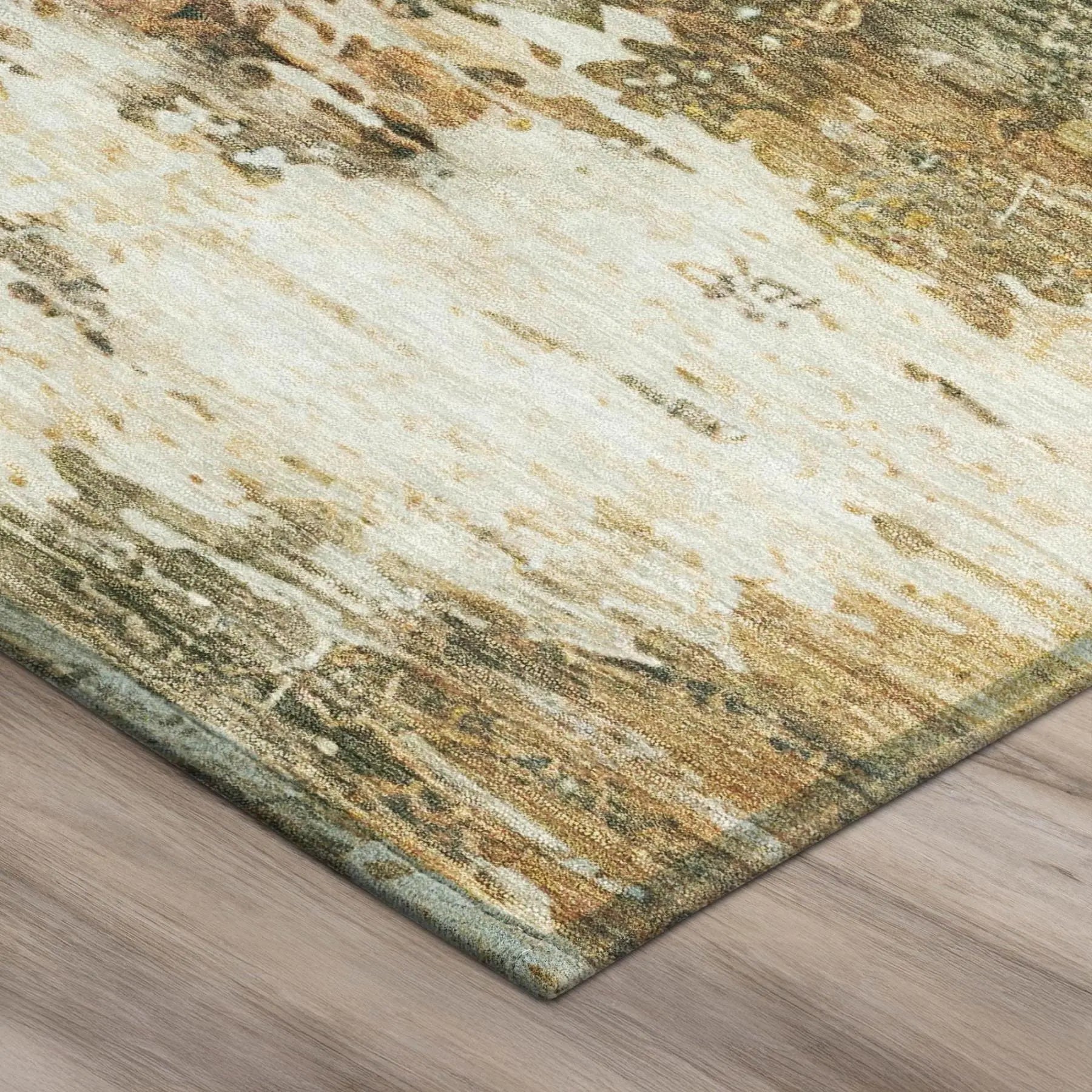 9' X 12' Green And Ivory Abstract Washable Indoor Outdoor Area Rug Homeroots Outdoor