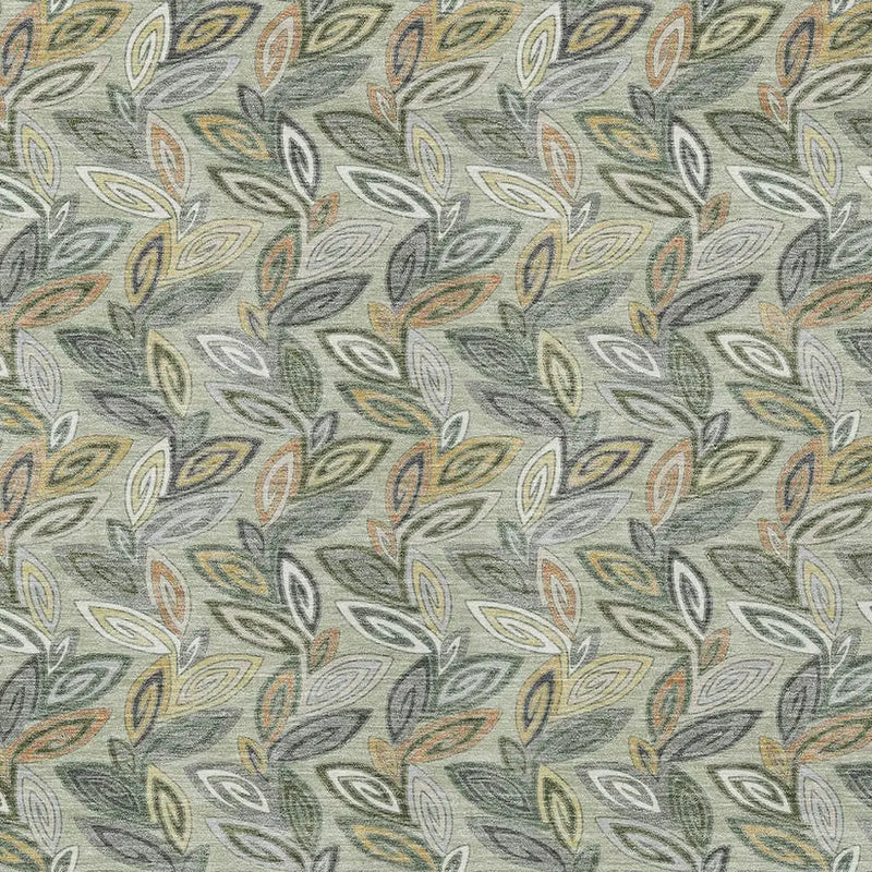 9' X 12' Green And Ivory Botanical Leaves Washable Indoor Outdoor Area Rug Homeroots Outdoor