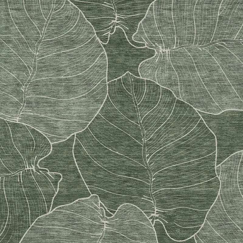 9' X 12' Green And Ivory Floral Washable Indoor Outdoor Area Rug Homeroots Outdoor
