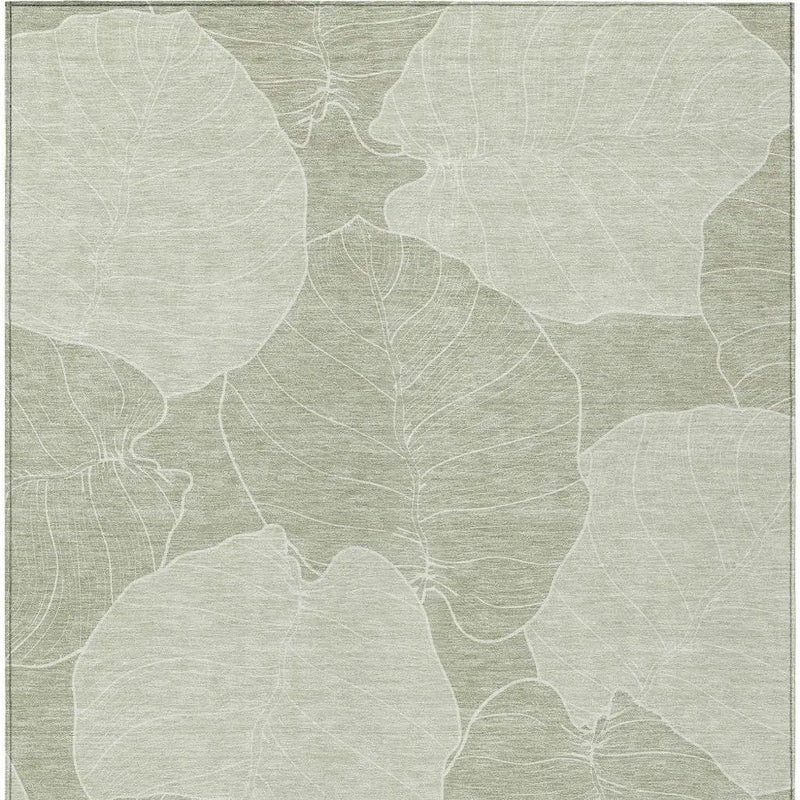 9' X 12' Green And Ivory Floral Washable Indoor Outdoor Area Rug Homeroots Outdoor