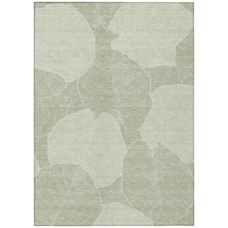 9' X 12' Green And Ivory Floral Washable Indoor Outdoor Area Rug Homeroots Outdoor