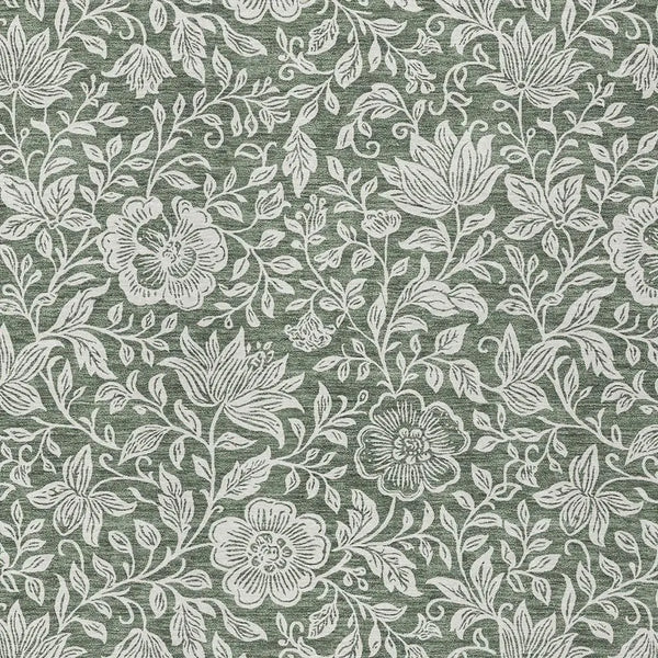 9' X 12' Green And Ivory Floral Washable Indoor Outdoor Area Rug Homeroots Outdoor