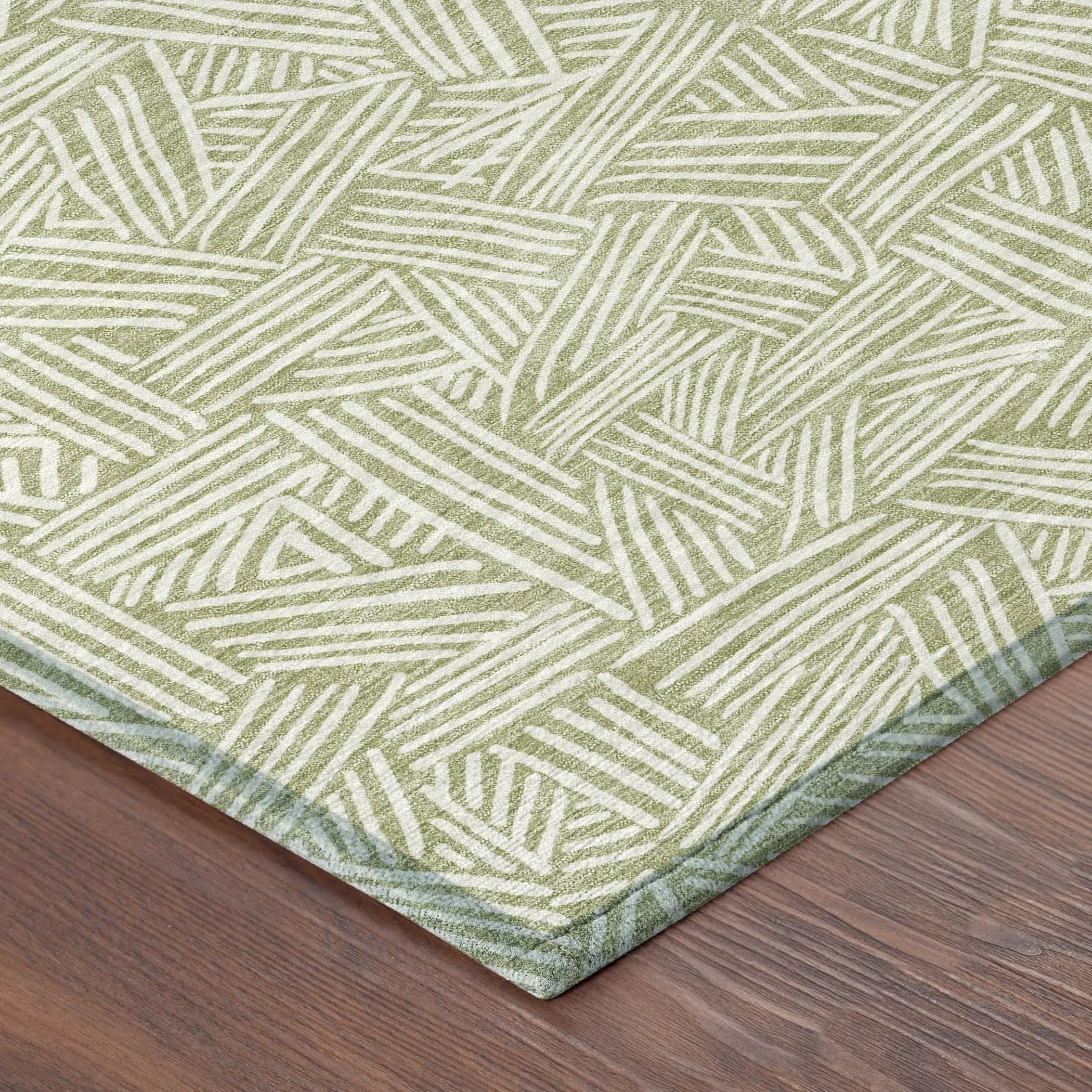 9' X 12' Green And Ivory Geometric Washable Indoor Outdoor Area Rug Homeroots Outdoor