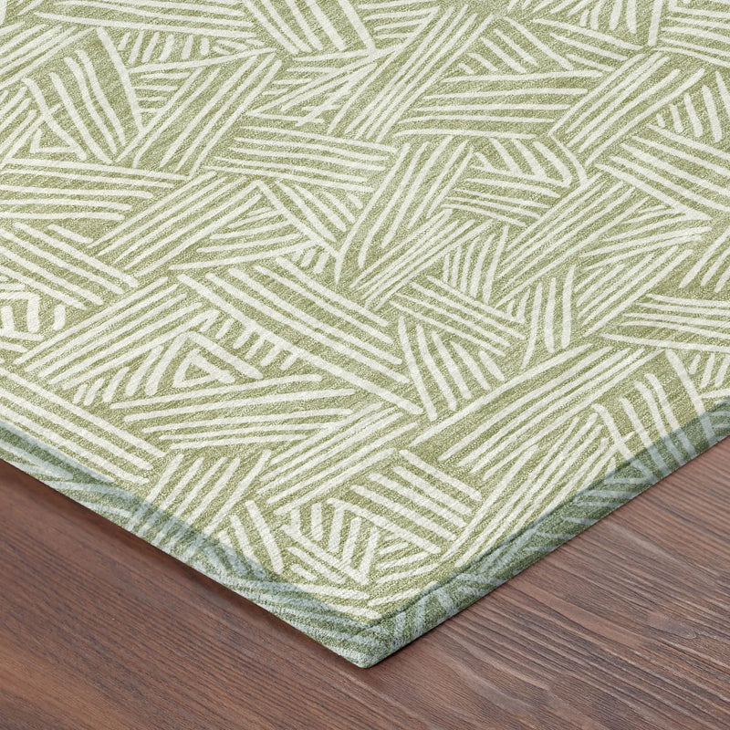9' X 12' Green And Ivory Geometric Washable Indoor Outdoor Area Rug Homeroots Outdoor