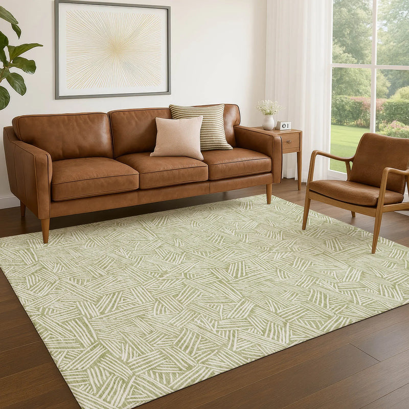 9' X 12' Green And Ivory Geometric Washable Indoor Outdoor Area Rug Homeroots Outdoor