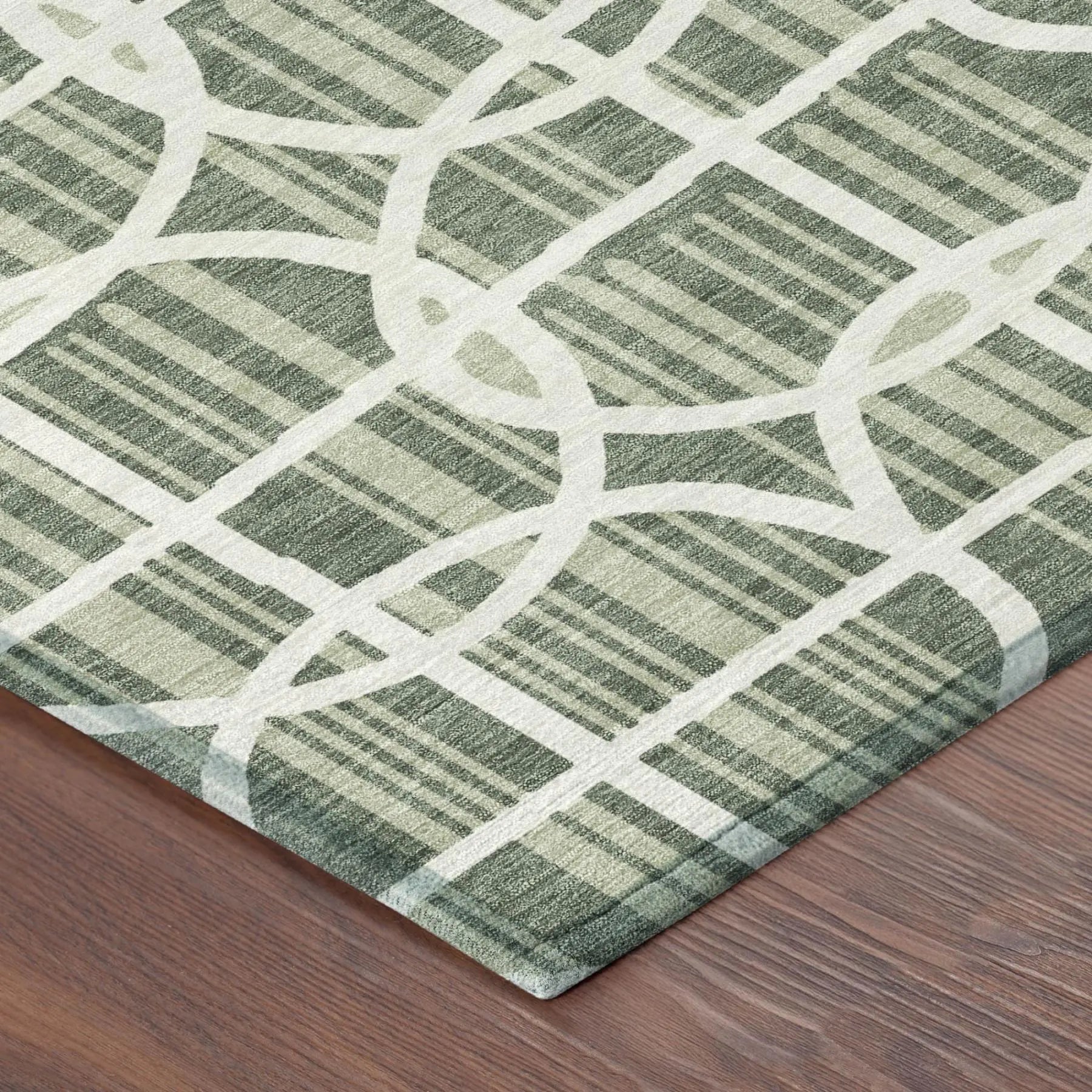 9' X 12' Green And Ivory Geometric Washable Indoor Outdoor Area Rug Homeroots Outdoor