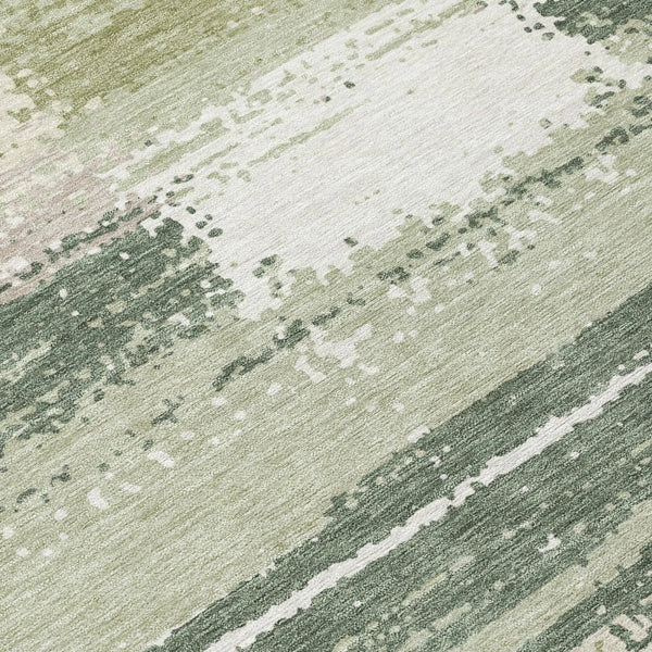 9' X 12' Green And Ivory Geometric Washable Indoor Outdoor Area Rug Homeroots Outdoor