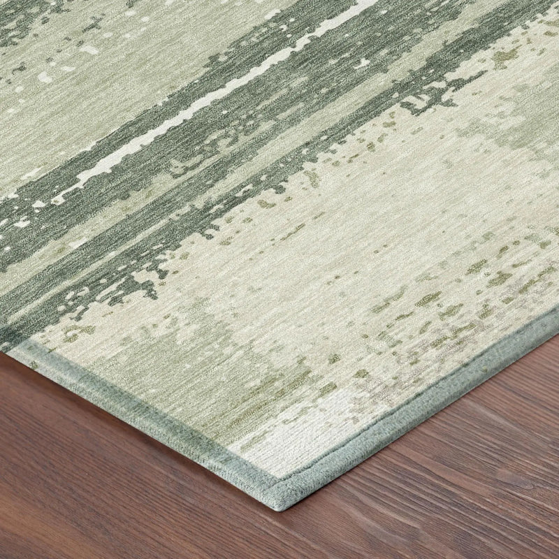 9' X 12' Green And Ivory Geometric Washable Indoor Outdoor Area Rug Homeroots Outdoor