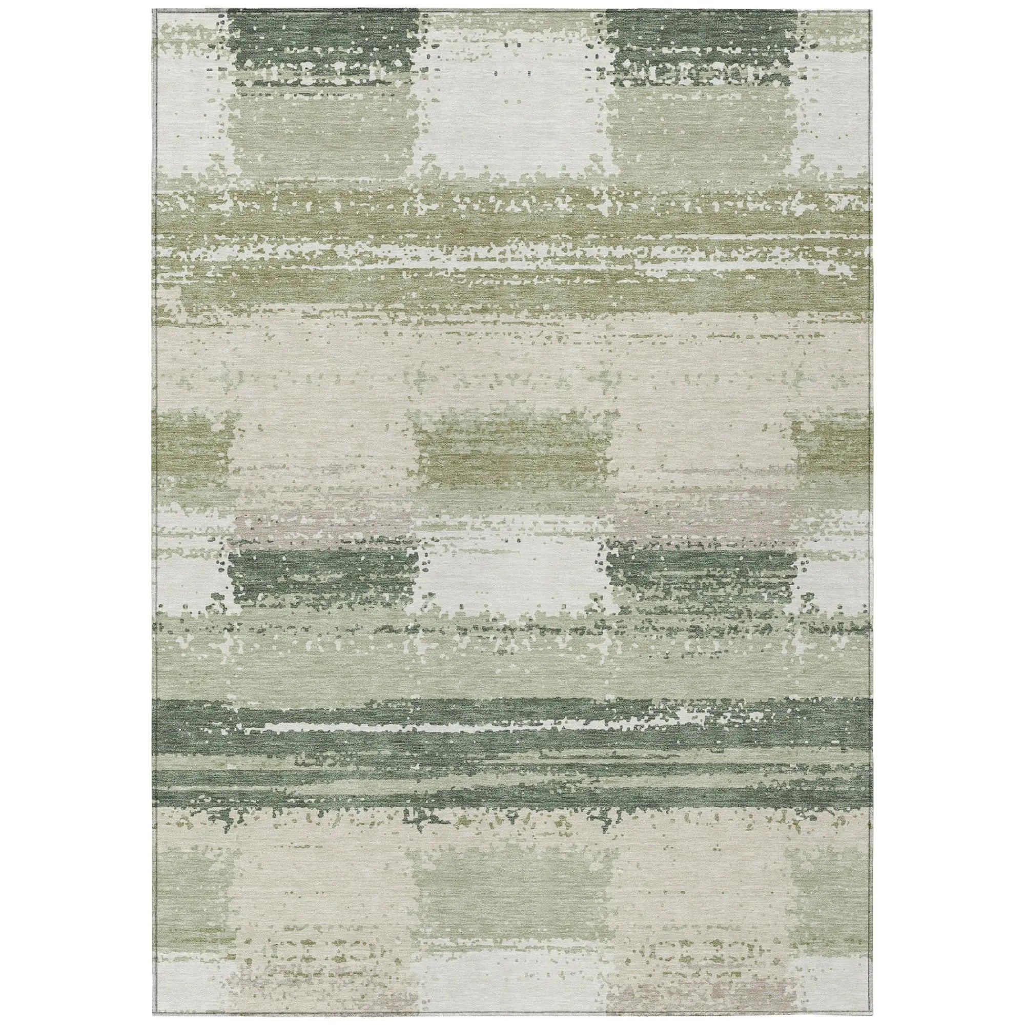 9' X 12' Green And Ivory Geometric Washable Indoor Outdoor Area Rug Homeroots Outdoor