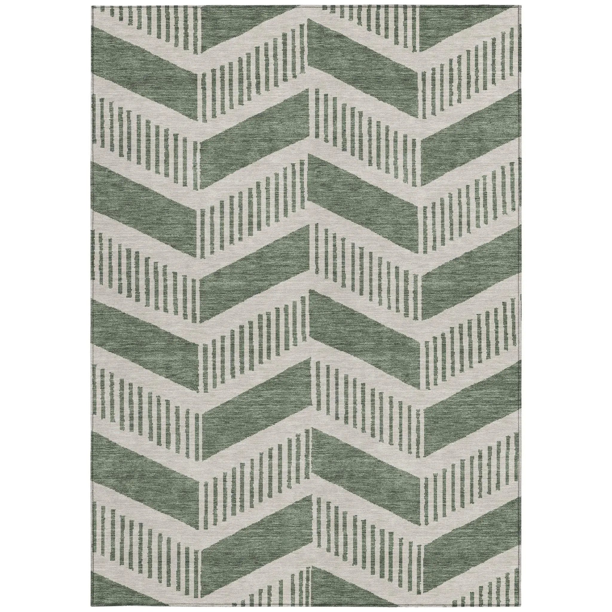 9' X 12' Green And Ivory Geometric Washable Indoor Outdoor Area Rug Homeroots Outdoor