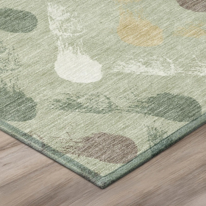 9' X 12' Green And Ivory Geometric Washable Indoor Outdoor Area Rug Homeroots Outdoor