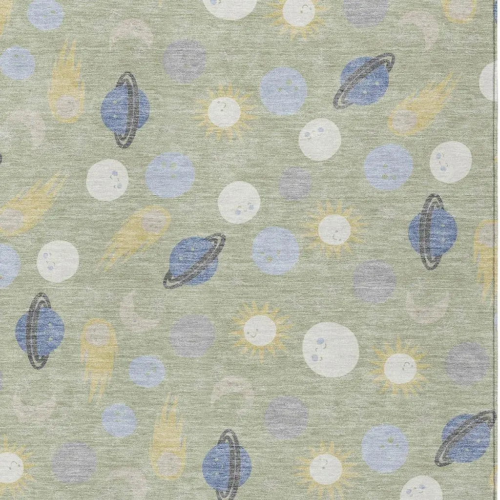 9' X 12' Green And Ivory Geometric Washable Indoor Outdoor Area Rug Homeroots Outdoor