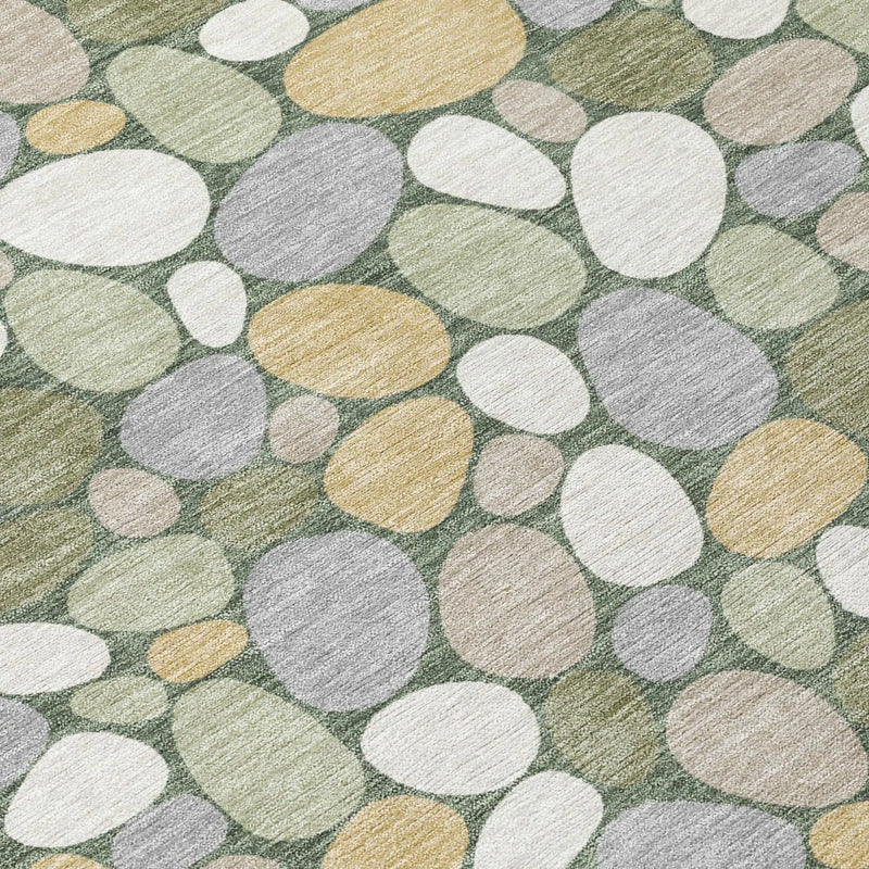 9' X 12' Green And Ivory Geometric Washable Indoor Outdoor Area Rug Homeroots Outdoor