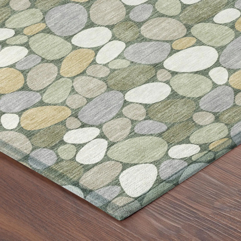 9' X 12' Green And Ivory Geometric Washable Indoor Outdoor Area Rug Homeroots Outdoor