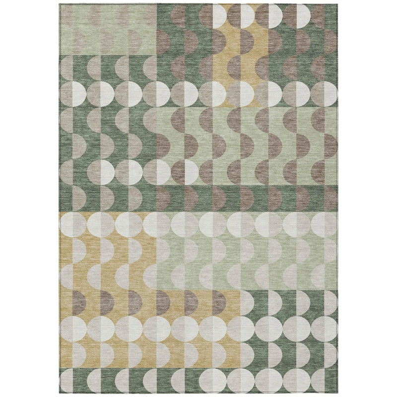 9' X 12' Green And Ivory Geometric Washable Indoor Outdoor Area Rug Homeroots Outdoor