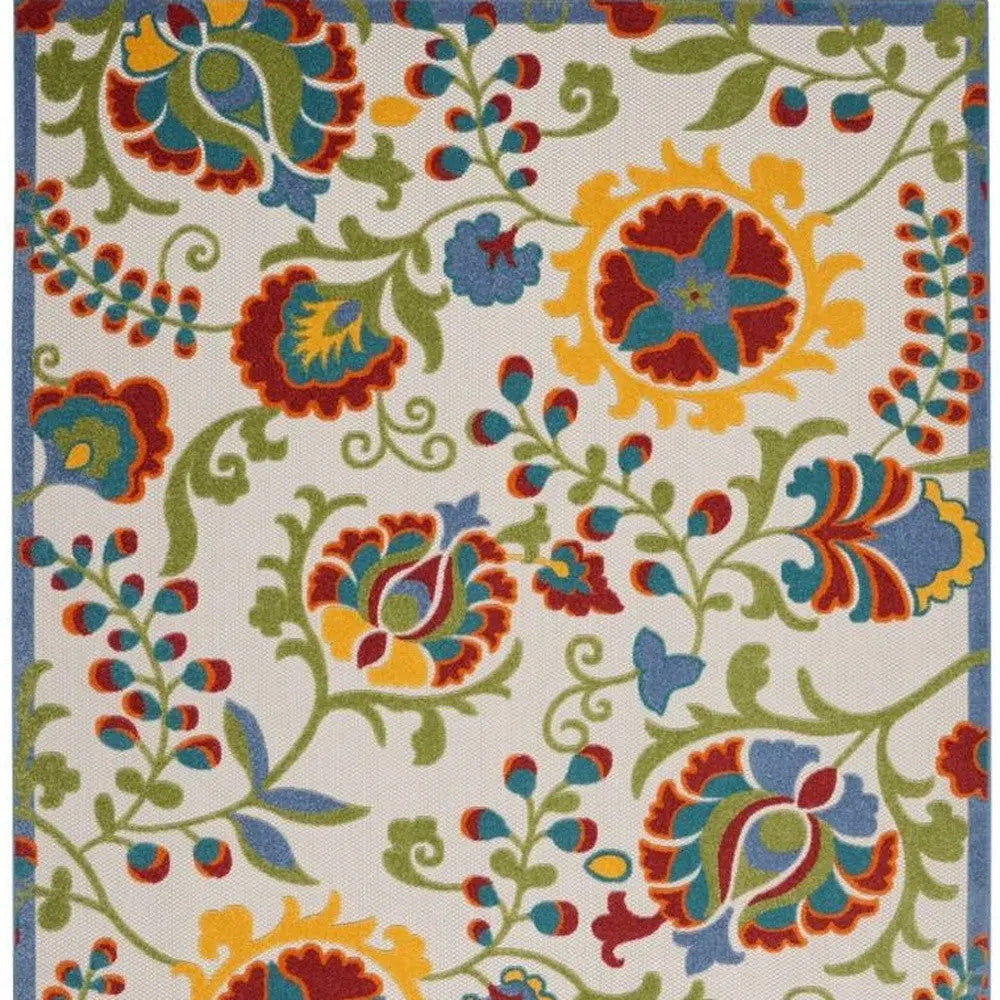 9' X 12' Green And Ivory Indoor Outdoor Area Rug Homeroots Outdoor