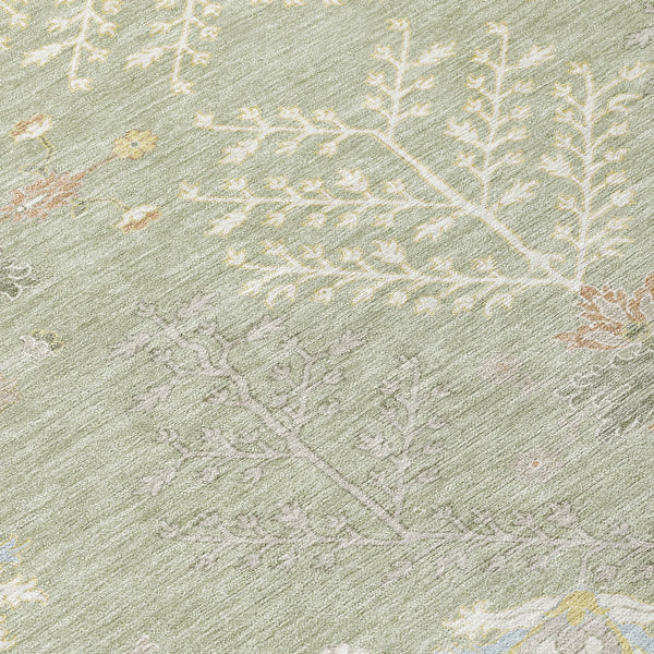 9' X 12' Green And Ivory Oriental Washable Indoor Outdoor Area Rug Homeroots Outdoor