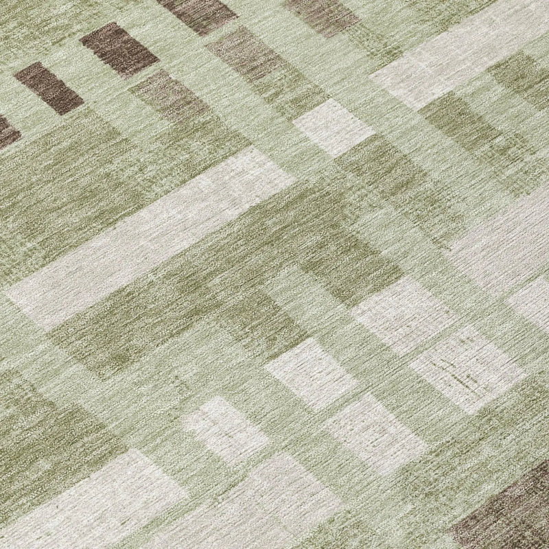 9' X 12' Green And Ivory Striped Washable Indoor Outdoor Area Rug Homeroots Outdoor