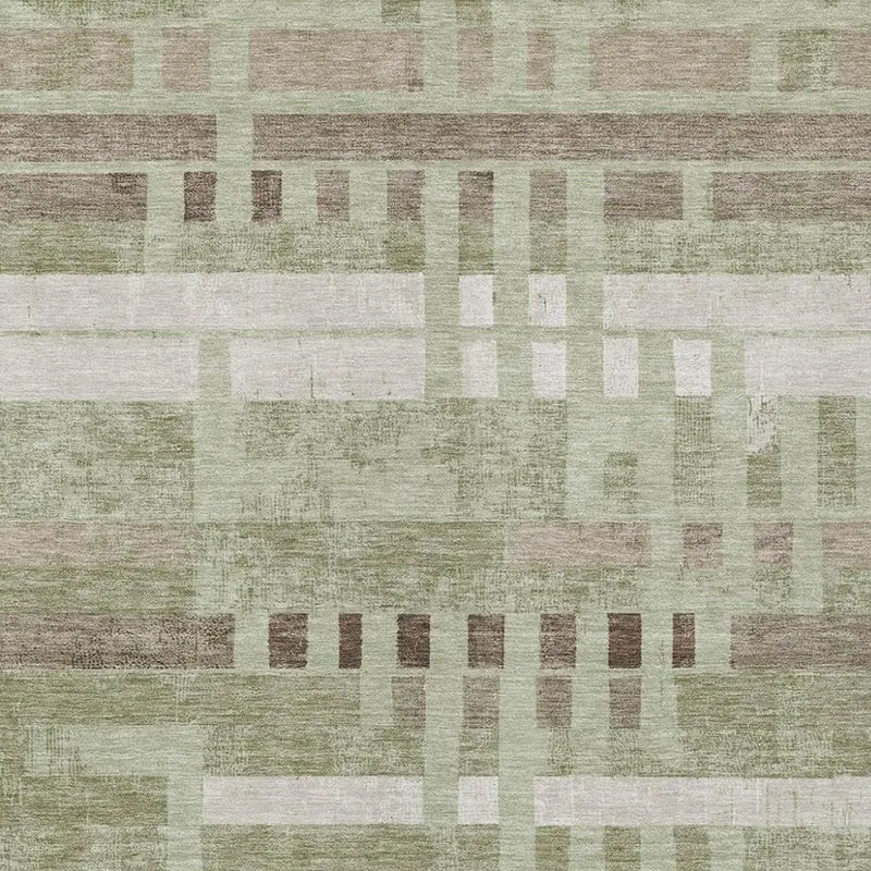 9' X 12' Green And Ivory Striped Washable Indoor Outdoor Area Rug Homeroots Outdoor