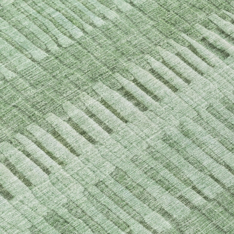 9' X 12' Green And Ivory Striped Washable Indoor Outdoor Area Rug Homeroots Outdoor