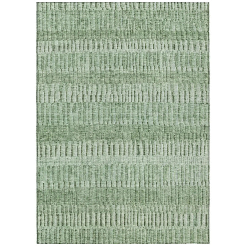 9' X 12' Green And Ivory Striped Washable Indoor Outdoor Area Rug Homeroots Outdoor