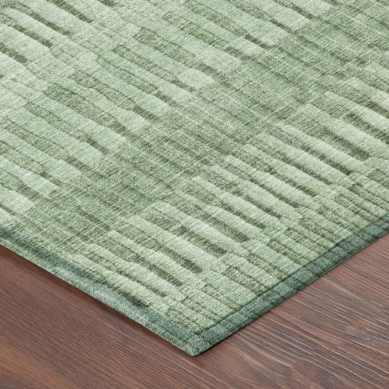 9' X 12' Green And Ivory Striped Washable Indoor Outdoor Area Rug Homeroots Outdoor