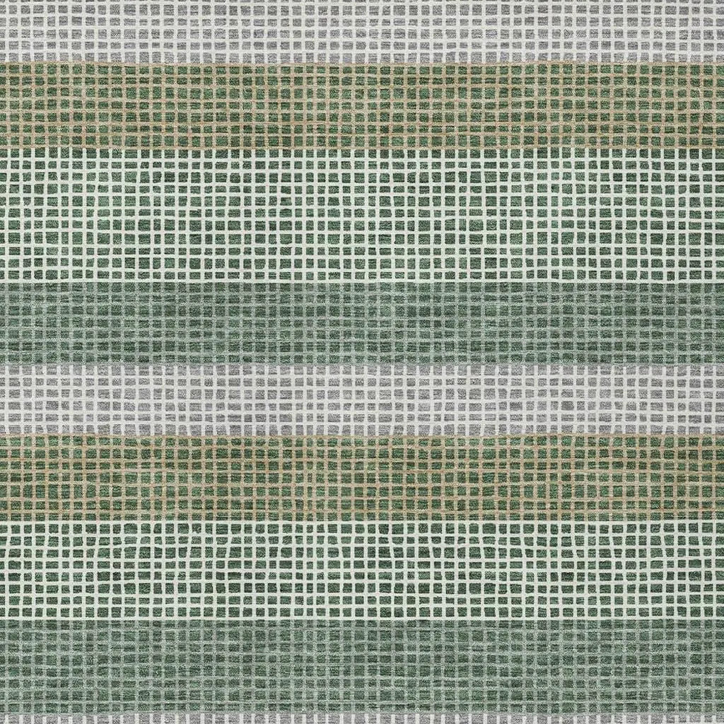 9' X 12' Green And Ivory Striped Washable Indoor Outdoor Area Rug Homeroots Outdoor