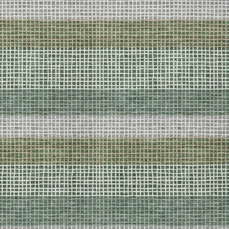 9' X 12' Green And Ivory Striped Washable Indoor Outdoor Area Rug Homeroots Outdoor