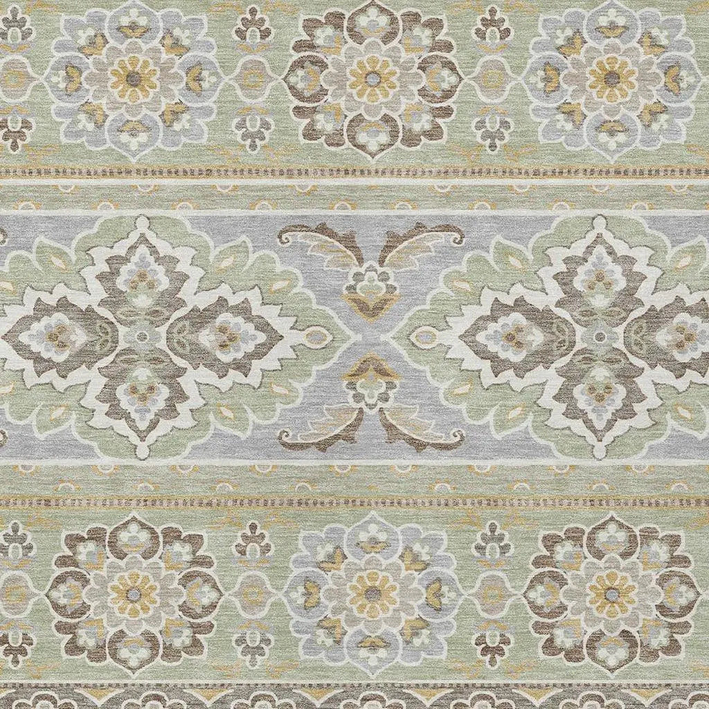 9' X 12' Green And Ivory Tribal Washable Indoor Outdoor Area Rug Homeroots Outdoor