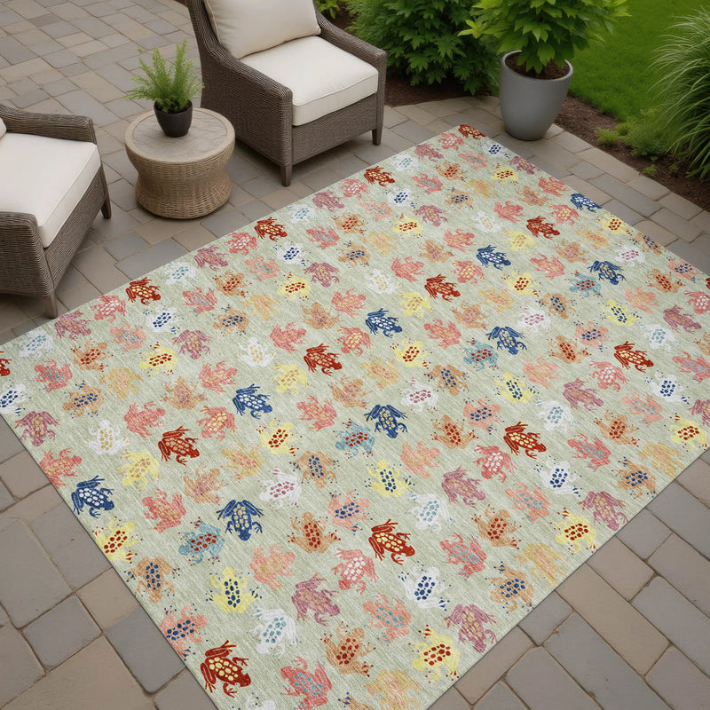9' X 12' Green And Khaki Geometric Washable Indoor Outdoor Area Rug Homeroots Outdoor