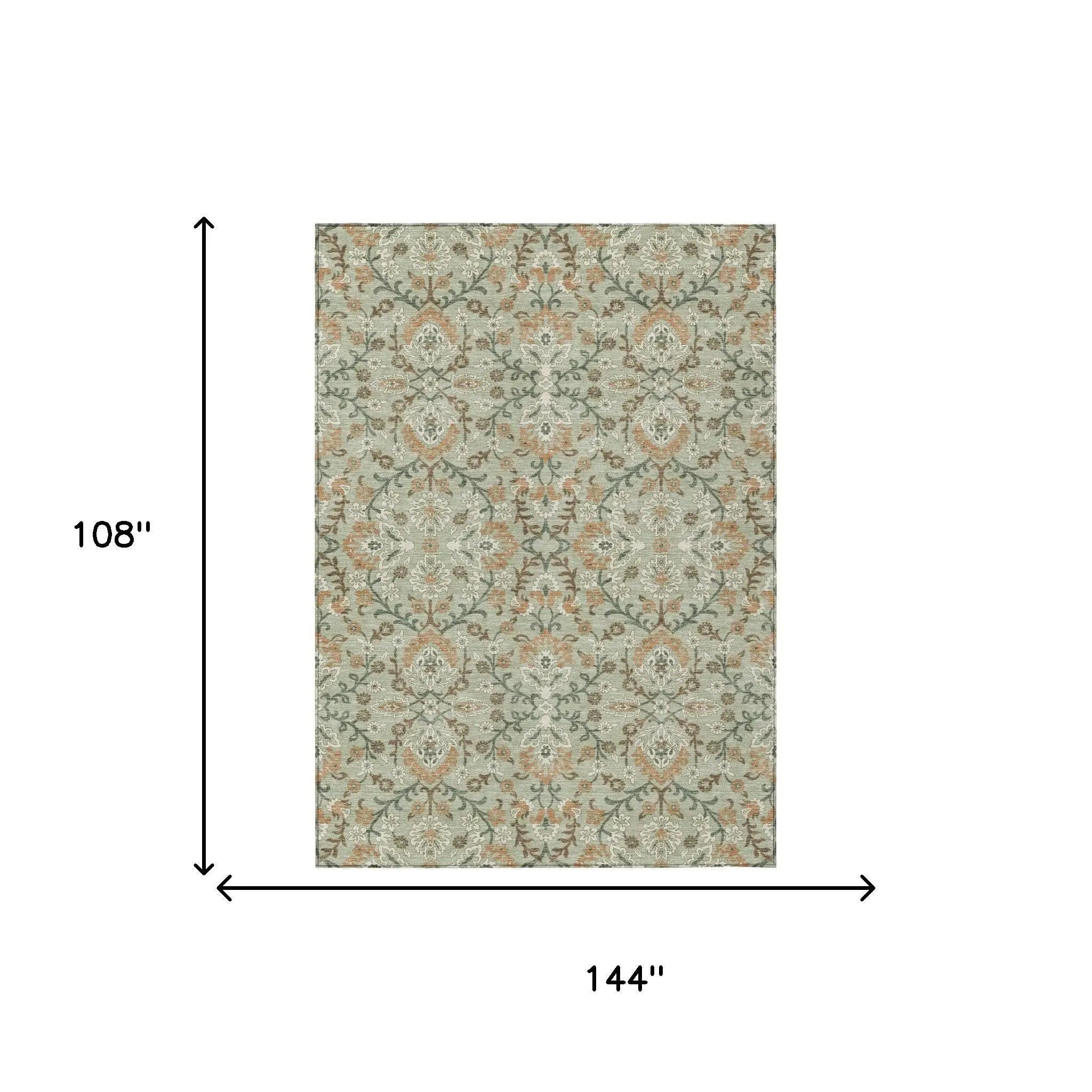 9' X 12' Green And Khaki Geometric Washable Indoor Outdoor Area Rug Homeroots Outdoor