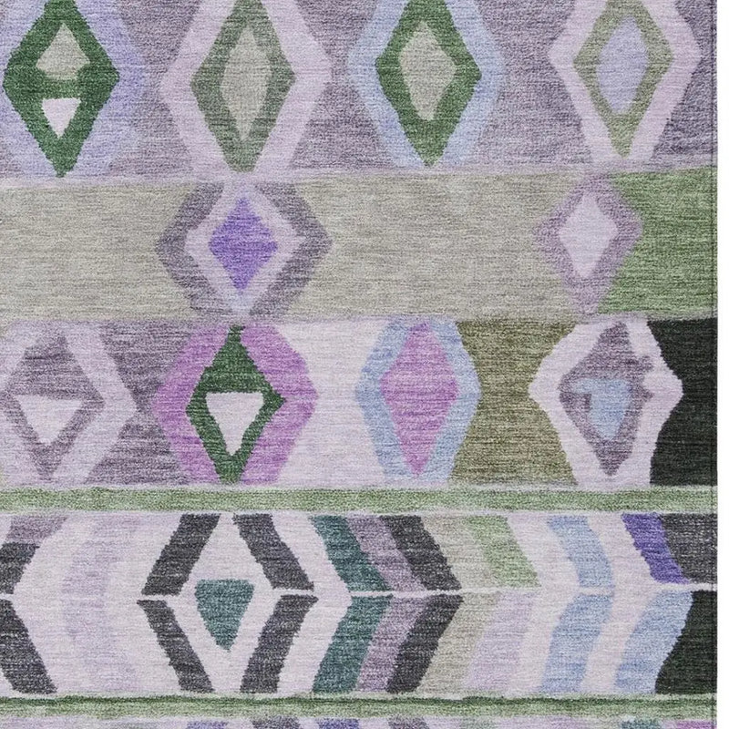 9' X 12' Green And Lavender Tribal Washable Indoor Outdoor Area Rug Homeroots Outdoor