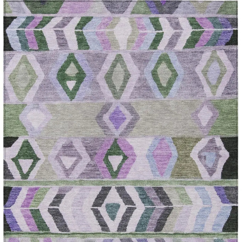 9' X 12' Green And Lavender Tribal Washable Indoor Outdoor Area Rug Homeroots Outdoor