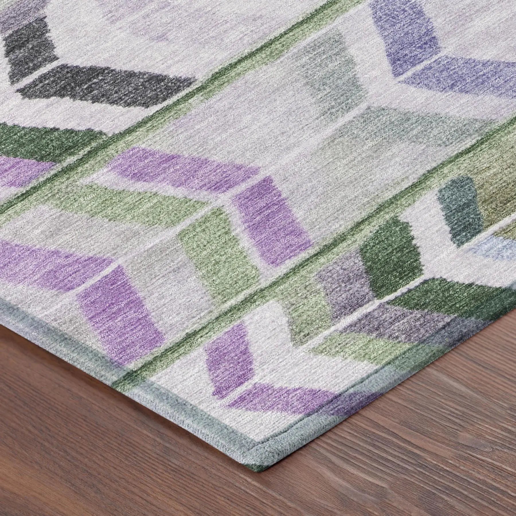 9' X 12' Green And Lavender Tribal Washable Indoor Outdoor Area Rug Homeroots Outdoor