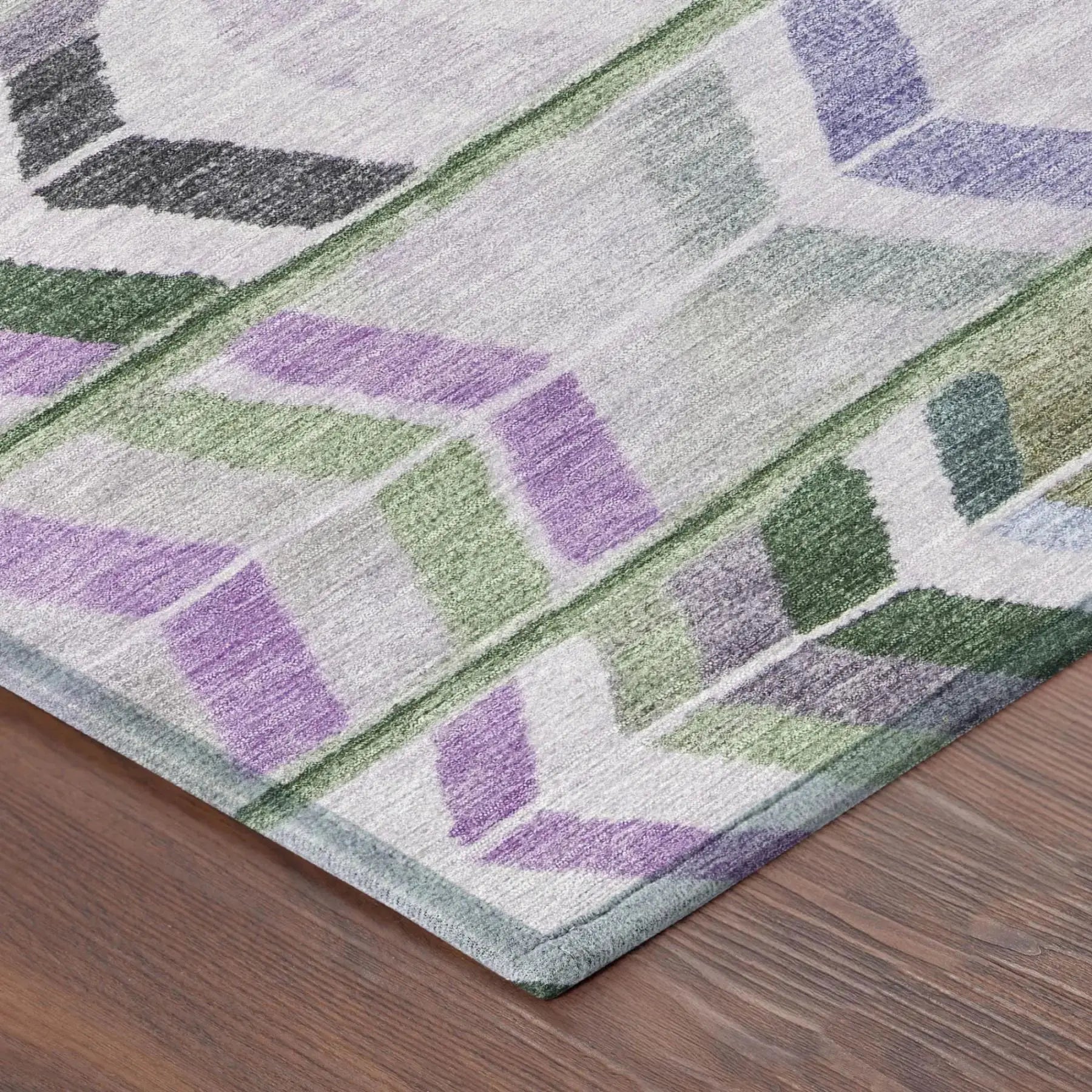 9' X 12' Green And Lavender Tribal Washable Indoor Outdoor Area Rug Homeroots Outdoor
