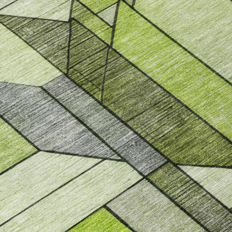 9' X 12' Green And Lime Green Geometric Washable Indoor Outdoor Area Rug Homeroots Outdoor