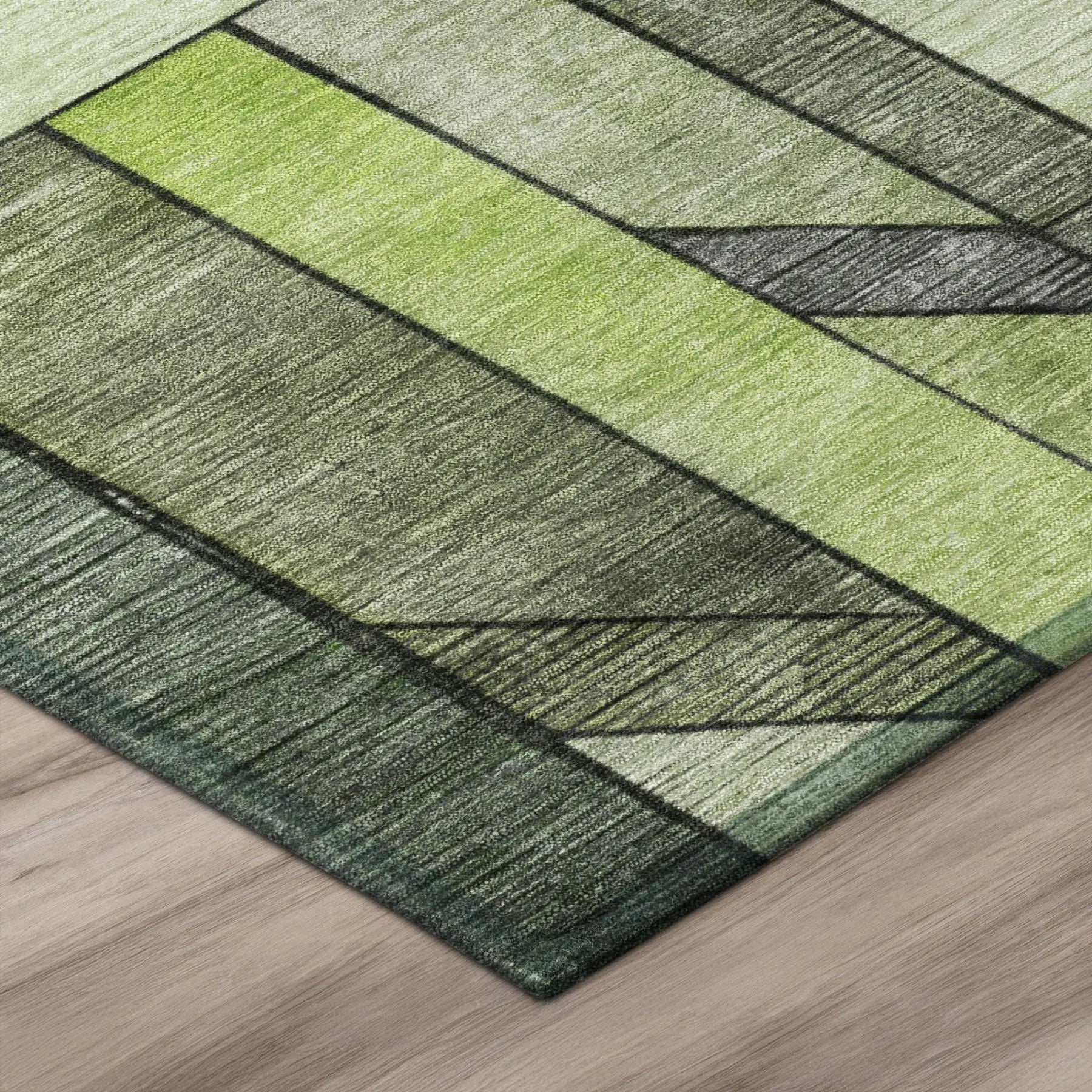 9' X 12' Green And Lime Green Geometric Washable Indoor Outdoor Area Rug Homeroots Outdoor