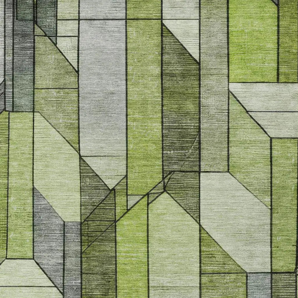 9' X 12' Green And Lime Green Geometric Washable Indoor Outdoor Area Rug Homeroots Outdoor