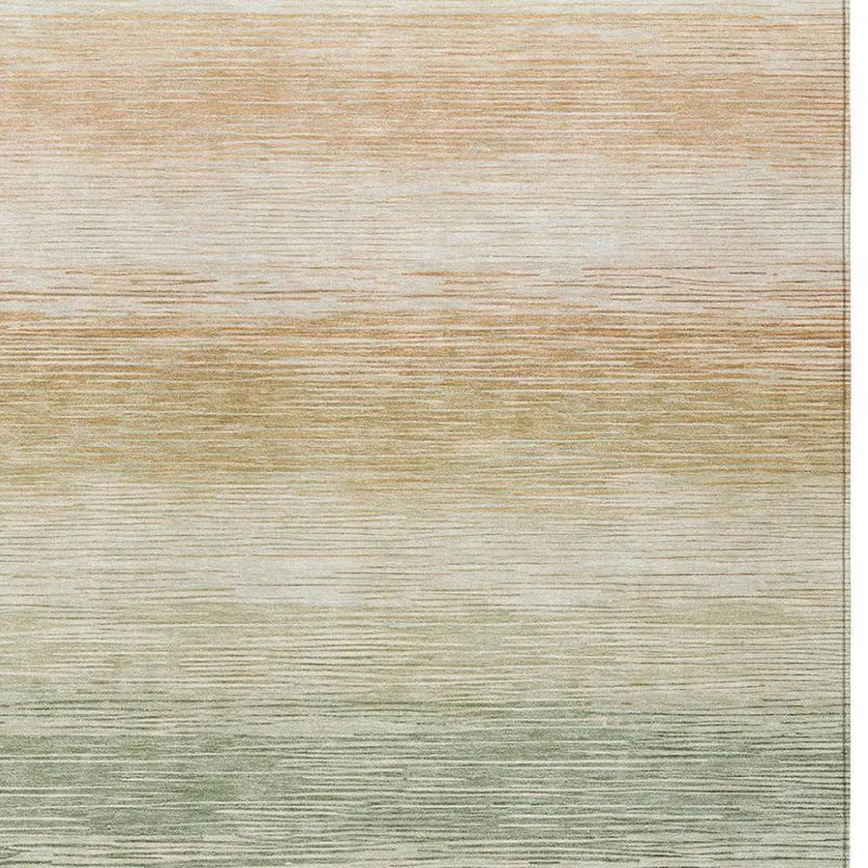 9' X 12' Green And Linen Striped Washable Indoor Outdoor Area Rug Homeroots Outdoor