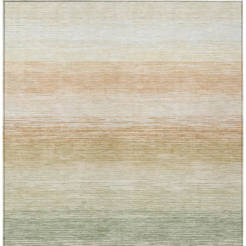 9' X 12' Green And Linen Striped Washable Indoor Outdoor Area Rug Homeroots Outdoor