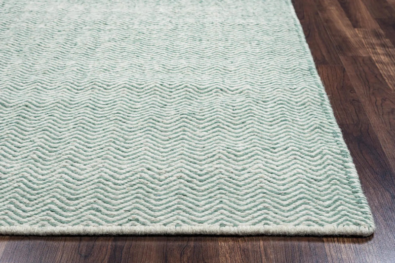 9' X 12' Green And Off White Wool Chevron Hand Woven Area Rug Homeroots Home Decor