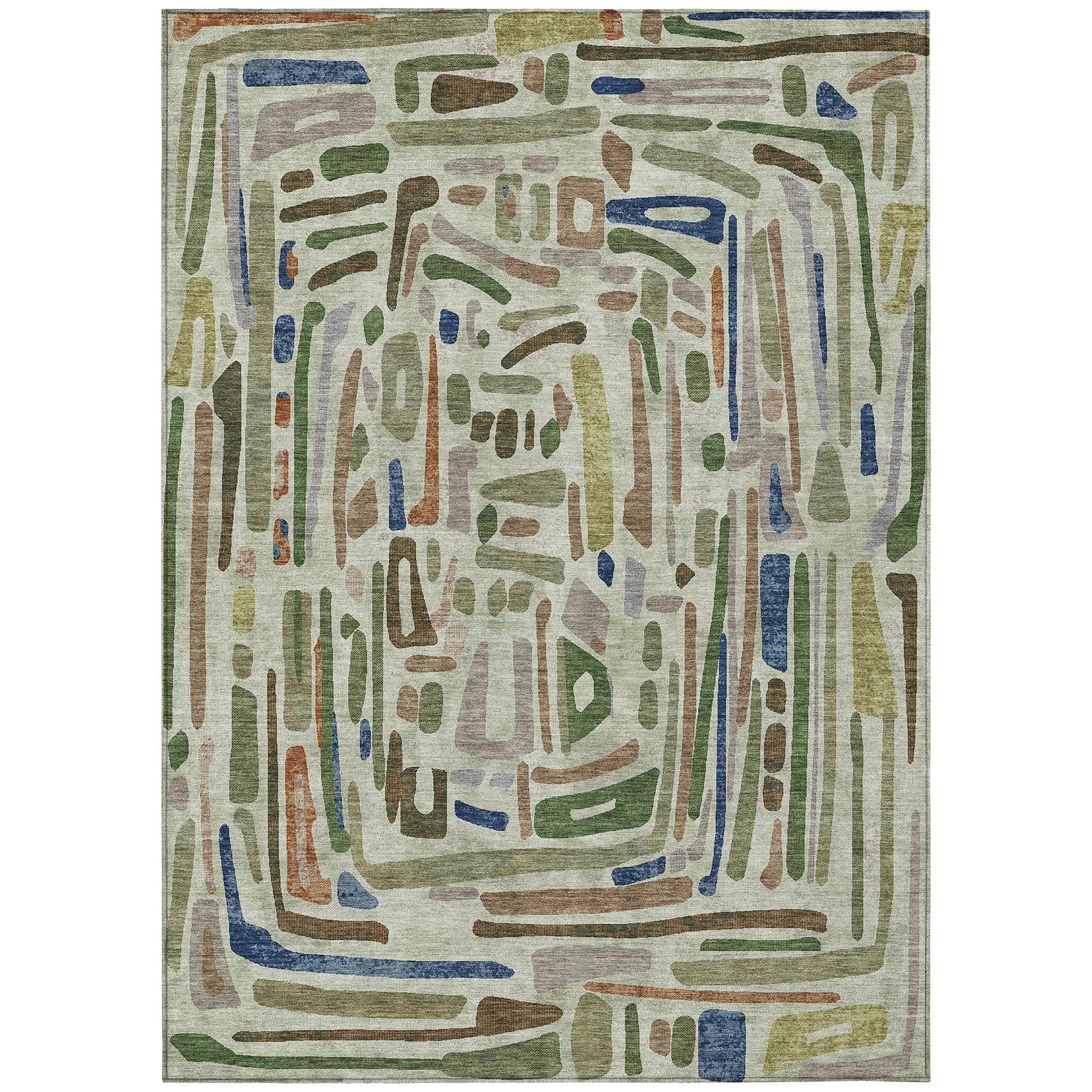 9' X 12' Green And Olive Green Abstract Washable Indoor Outdoor Area Rug Homeroots Outdoor