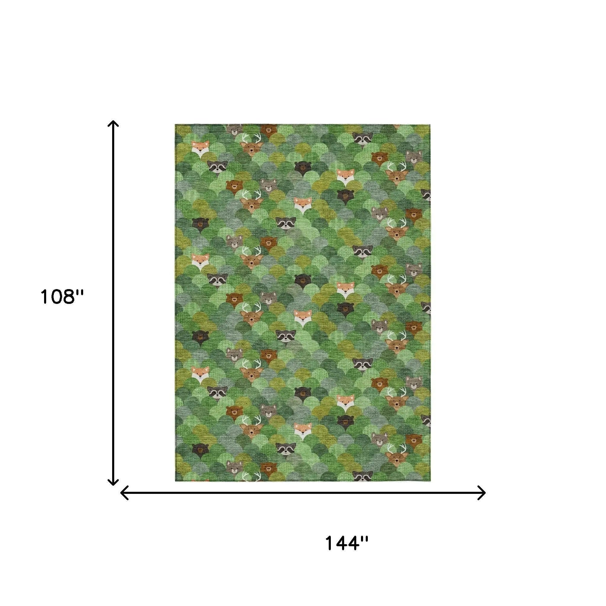 9' X 12' Green And Olive Green Cactus Washable Indoor Outdoor Area Rug Homeroots Outdoor