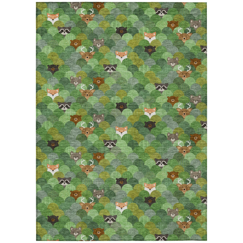 9' X 12' Green And Olive Green Cactus Washable Indoor Outdoor Area Rug Homeroots Outdoor