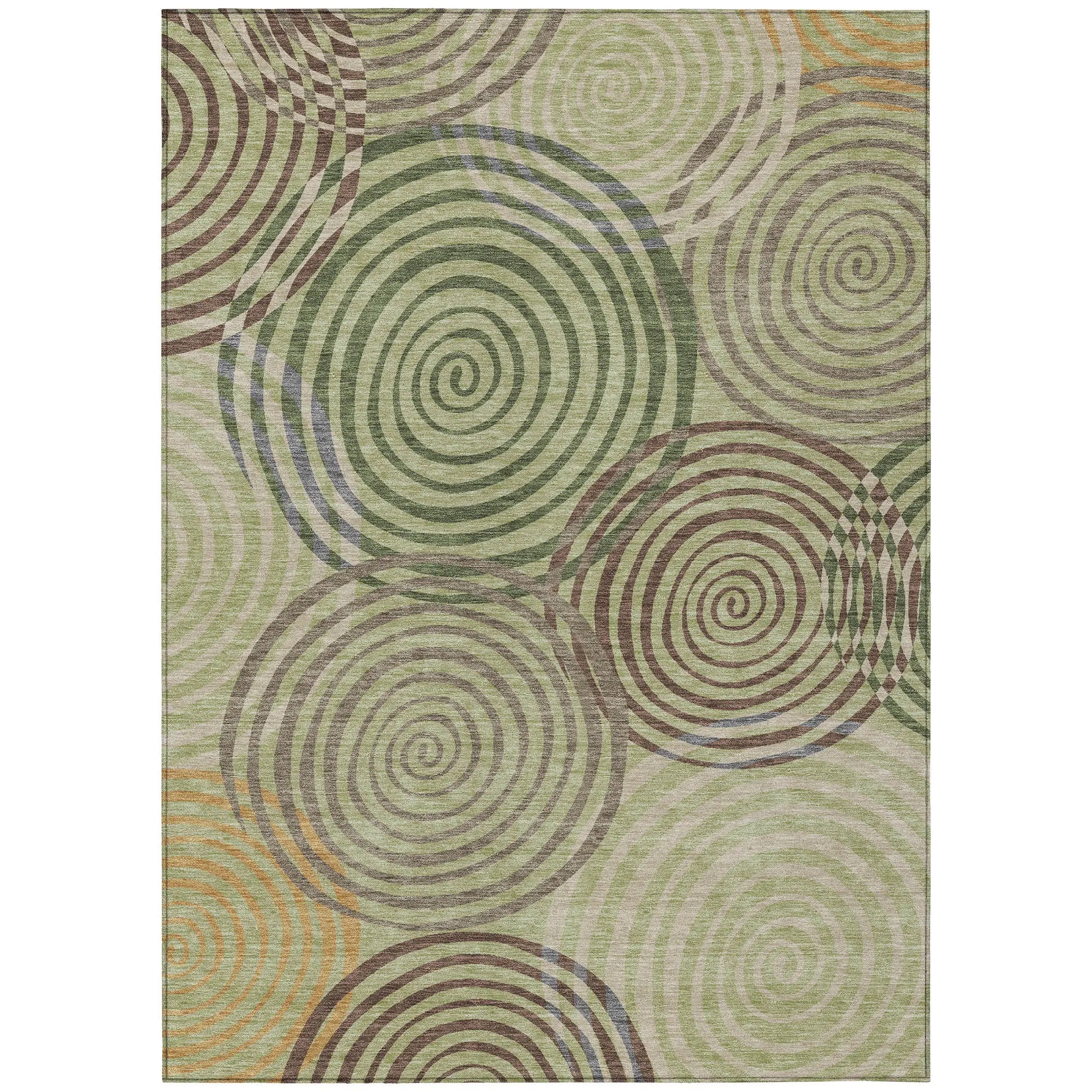 9' X 12' Green And Olive Green Geometric Washable Indoor Outdoor Area Rug Homeroots Outdoor