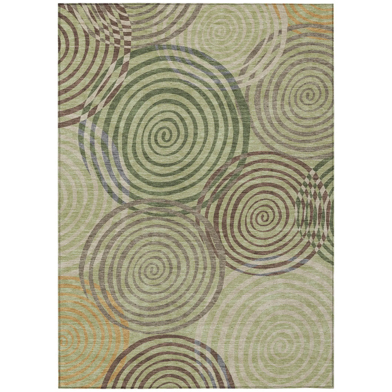 9' X 12' Green And Olive Green Geometric Washable Indoor Outdoor Area Rug Homeroots Outdoor