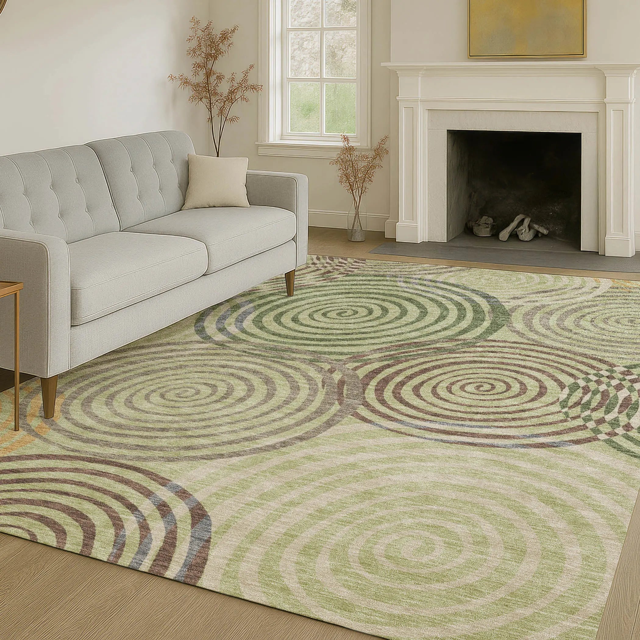 9' X 12' Green And Olive Green Geometric Washable Indoor Outdoor Area Rug Homeroots Outdoor